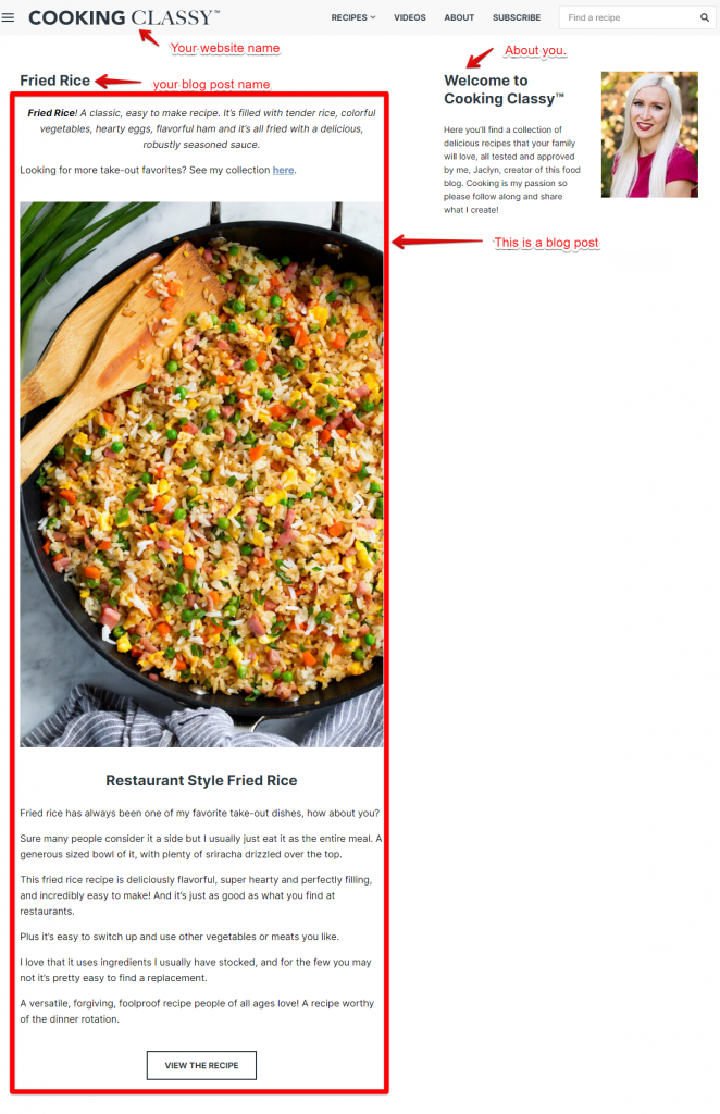Cooking Classy Blogging website