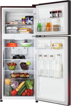 LG 260 Litre 3-star frost free double door Refrigerator Interior with vegtables