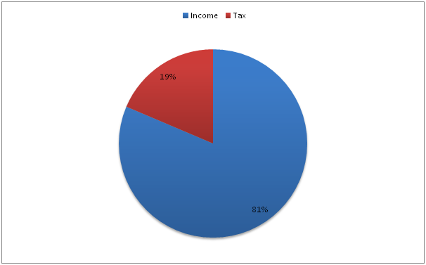 Pie chart of income and tax ration