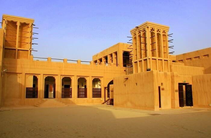 ancient style house of Sheikh saeed al maktoum which represents the culture and heritage site of dubai. 
