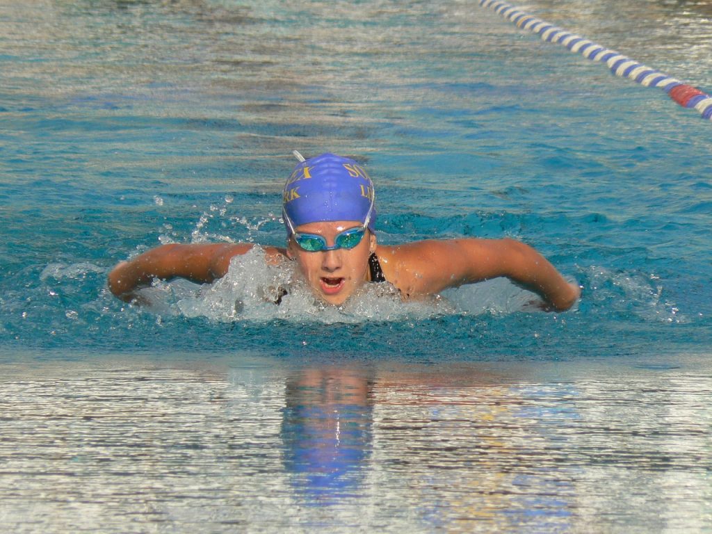 swimmer is racing