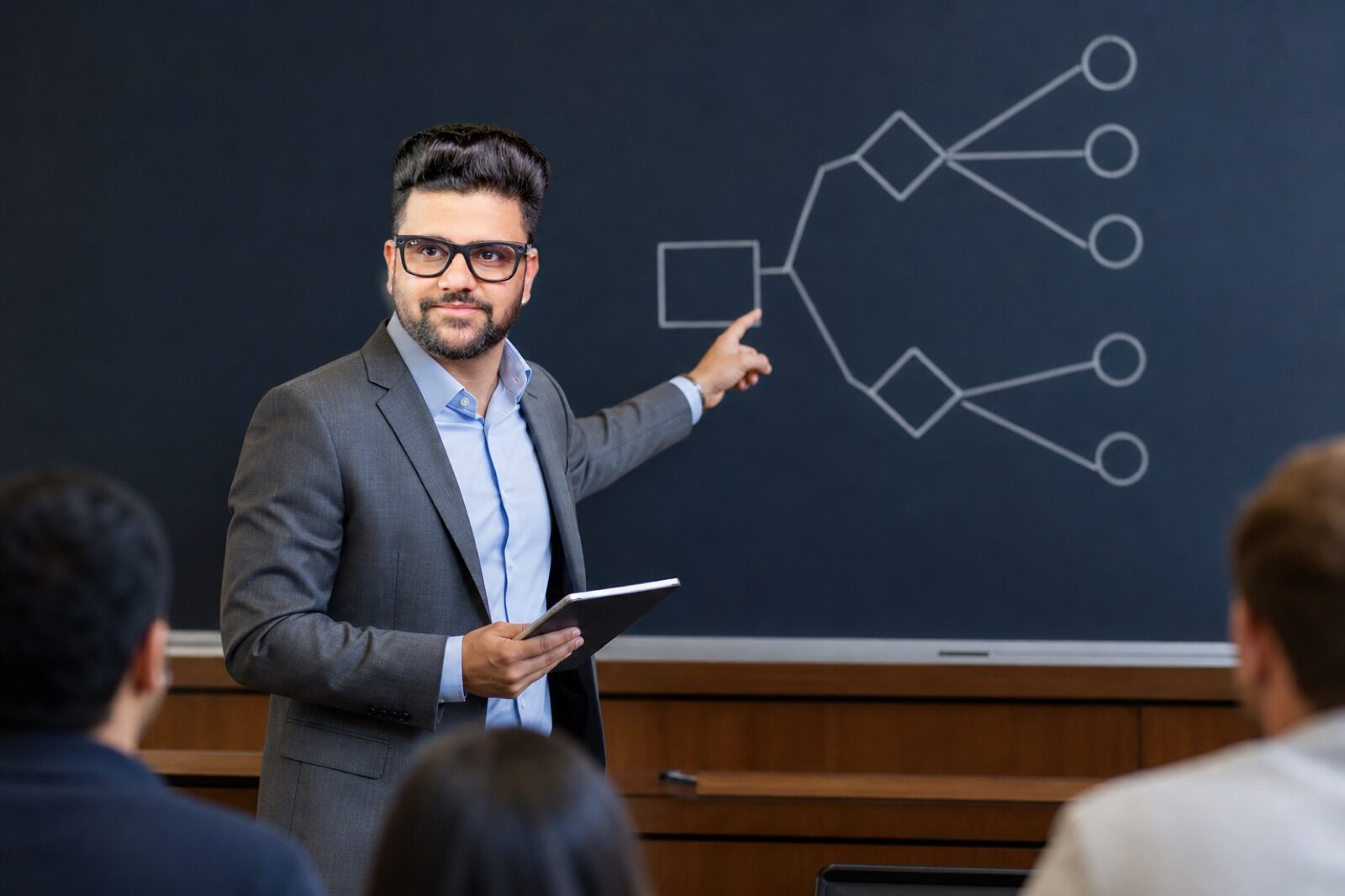 Sahil Khanna teaching strategic decision making in an executive classroom