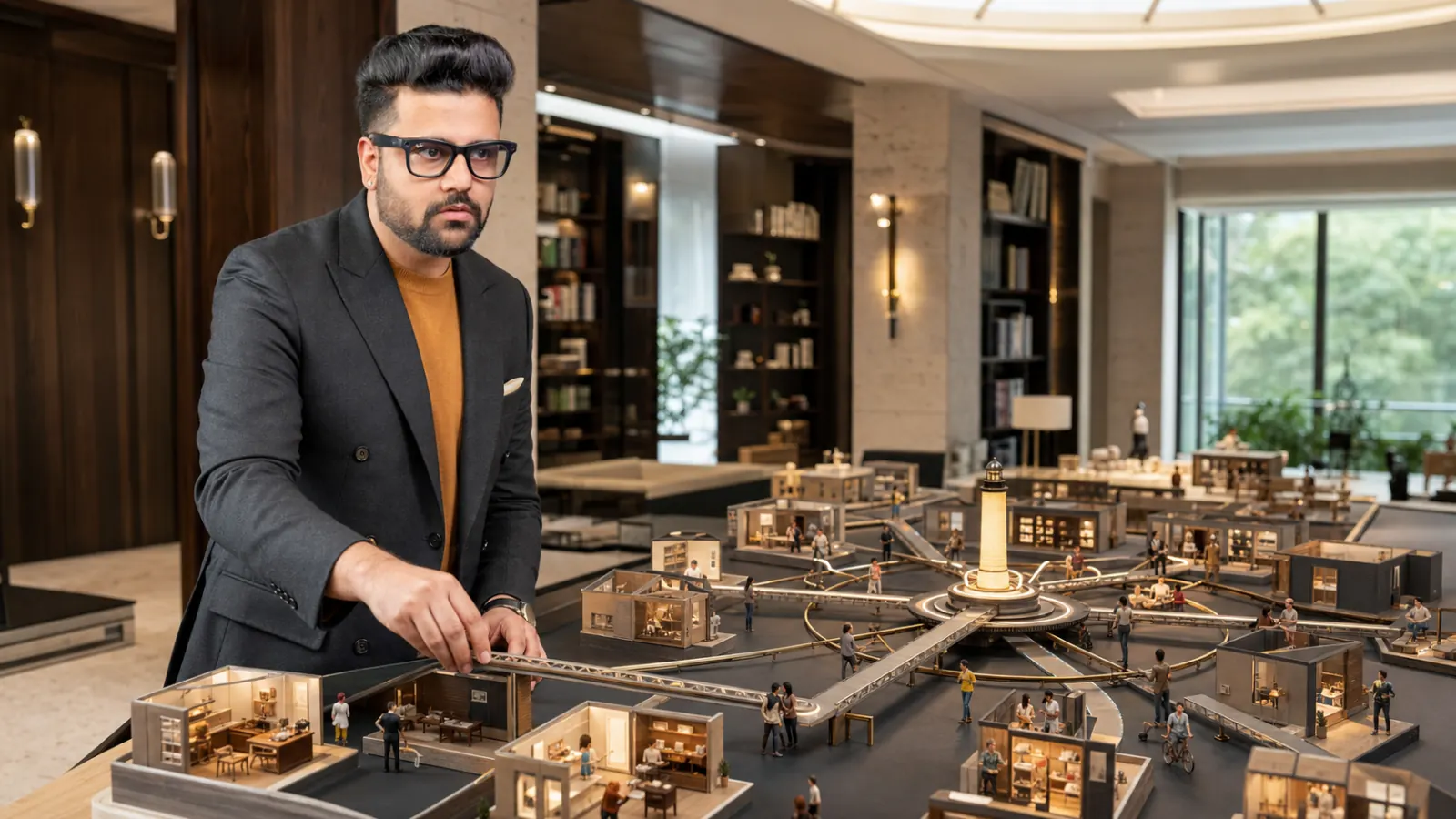 Sahil Khanna coaching a small executive roundtable in a case-method seminar room for B2C Marketing