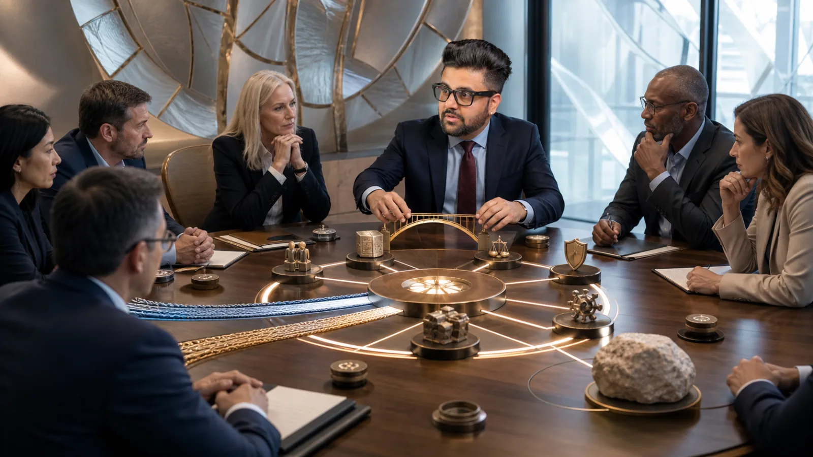 Sahil Khanna coaching a small executive roundtable in a customer insight studio for B2B Marketing