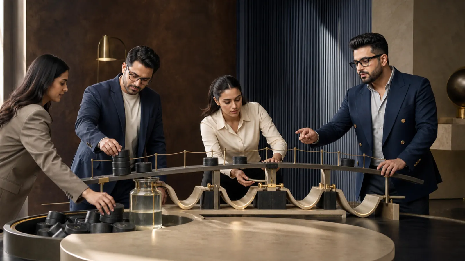 Sahil Khanna coaching a small executive roundtable in a executive decision lab for Avoiding Burnout