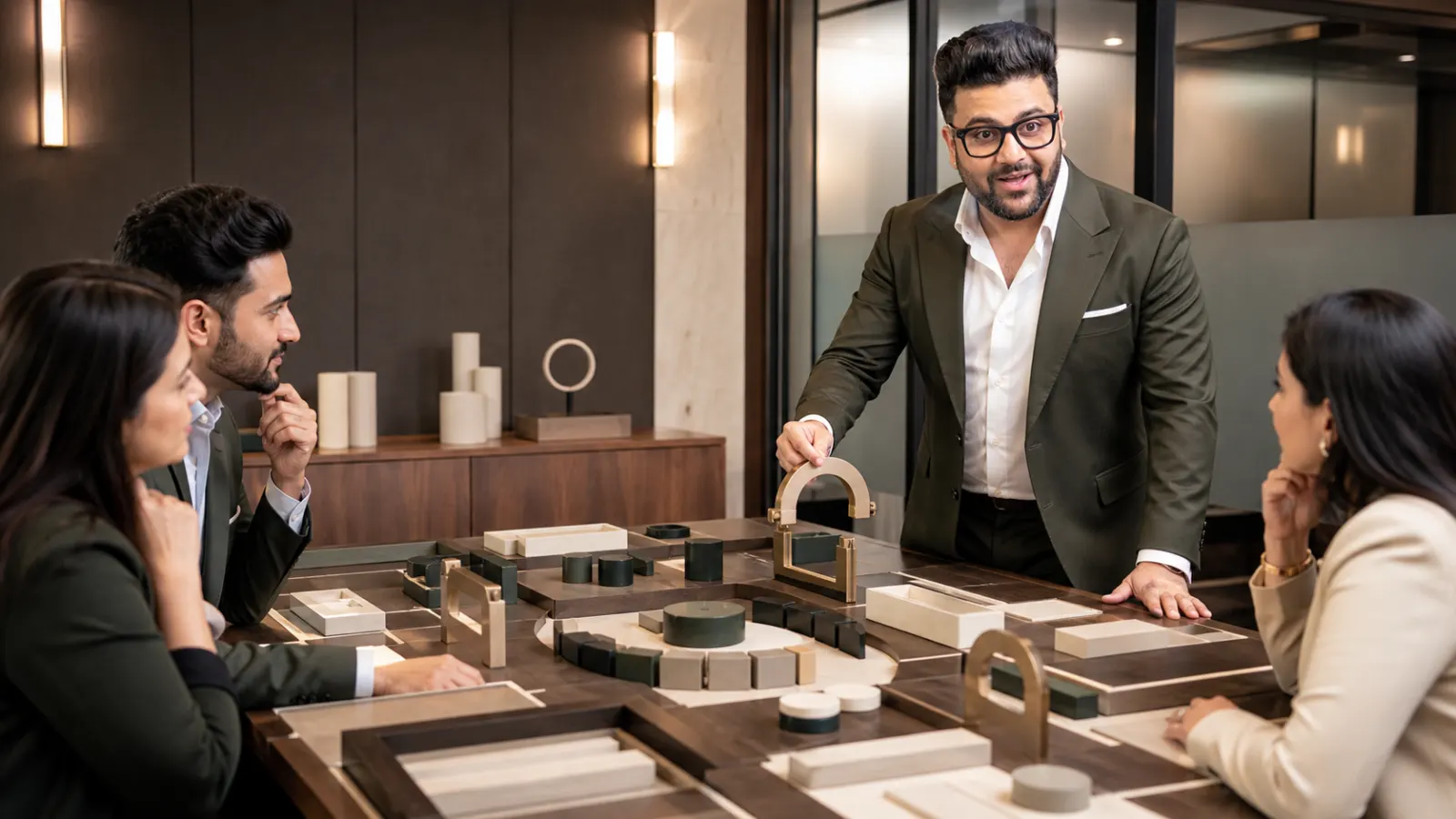 Sahil Khanna coaching a small executive roundtable in a executive decision lab for Equipping Your Team to Make Decisions