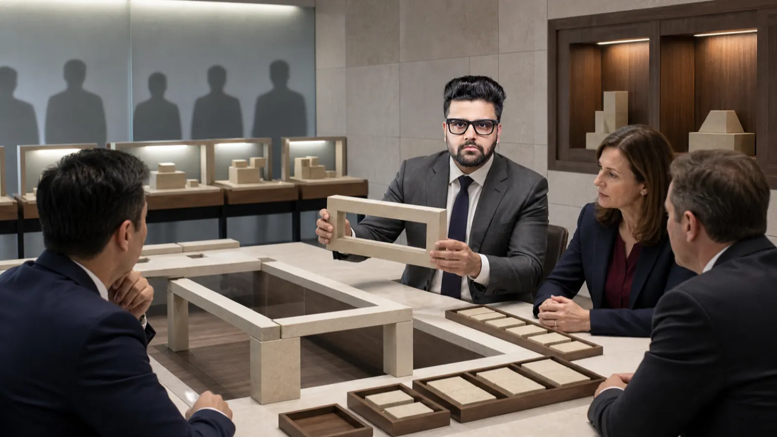 Sahil Khanna coaching a small executive roundtable in a executive decision lab for Finding the best people for your team