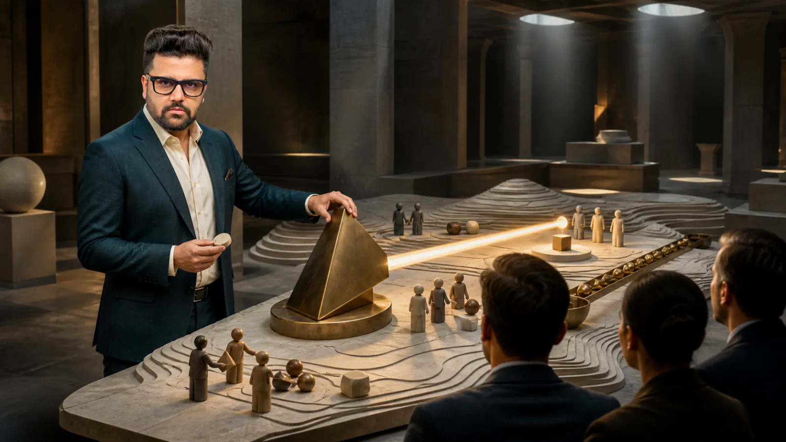Sahil Khanna coaching a small executive roundtable in a executive decision lab for Search Marketing
