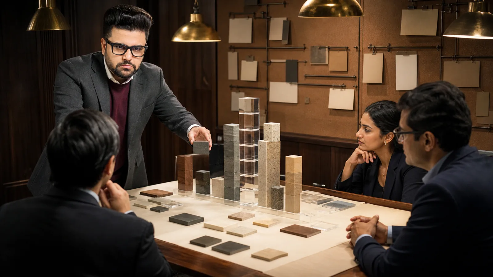 Sahil Khanna coaching a small executive roundtable in a project war room for How to build a positive brand reputation