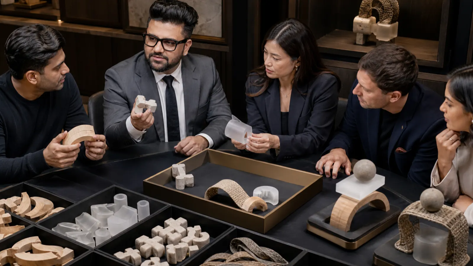 Sahil Khanna coaching a small executive roundtable in a strategy archive for Understanding Creativity