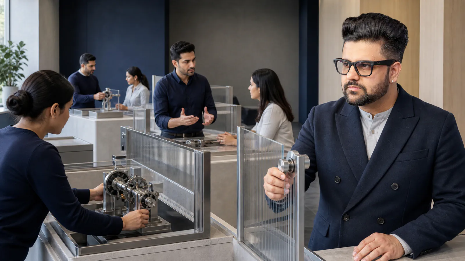 Sahil Khanna comparing unlabeled scenario cards in a behavioral research lab for Training the Trainer