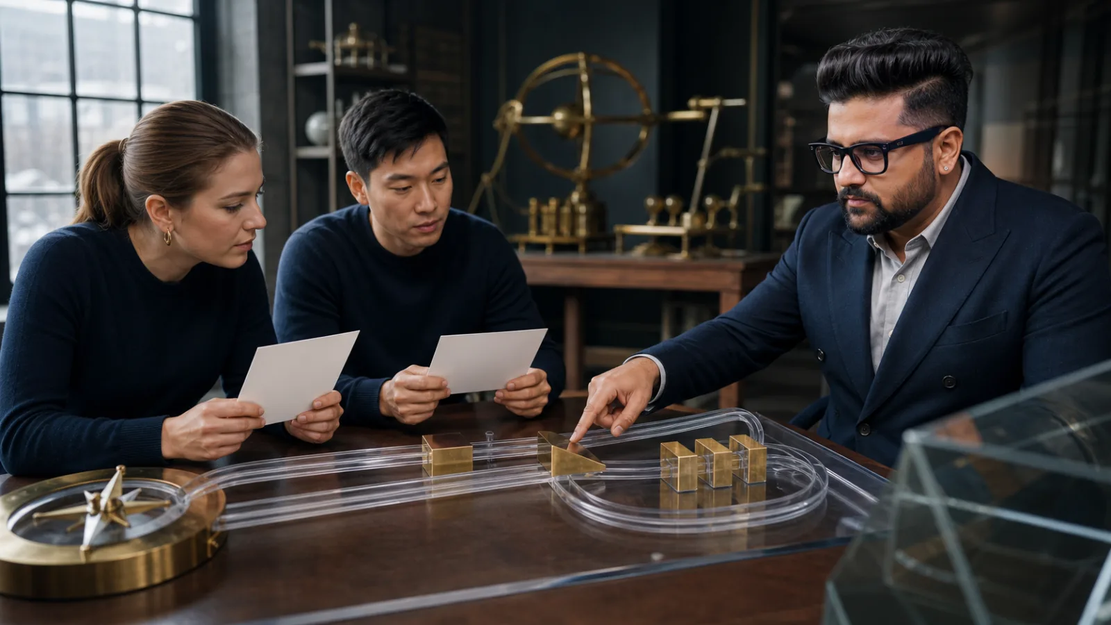 Sahil Khanna comparing unlabeled scenario cards in a behavioral research lab for Why Change Can Fail (Part 2)