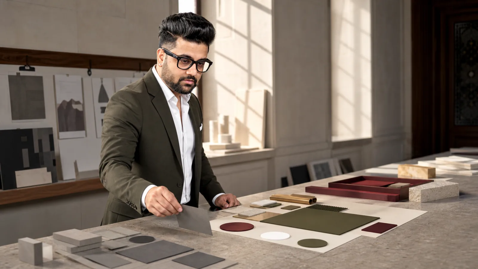 Sahil Khanna comparing unlabeled scenario cards in a innovation atelier for Rebranding