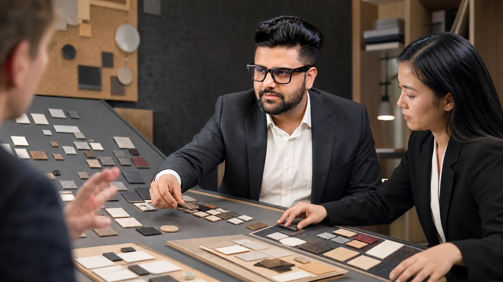 Sahil Khanna examining an abstract performance dashboard in a behavioral research lab for Organizing information and ideas into common themes
