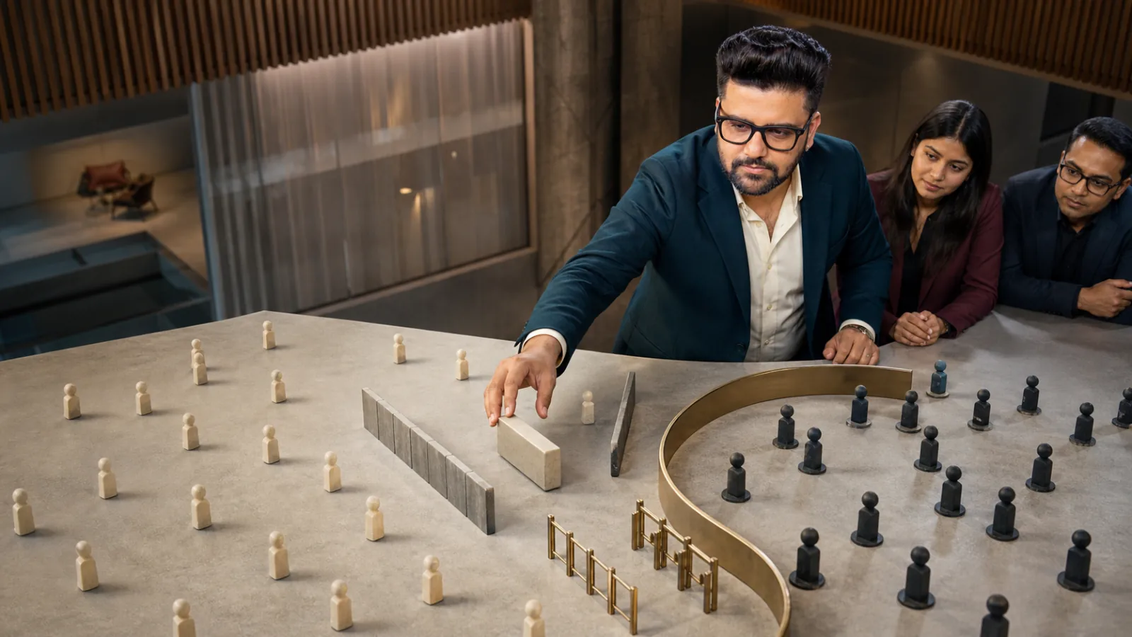 Sahil Khanna examining an abstract performance dashboard in a customer insight studio for Capturing the non consumer