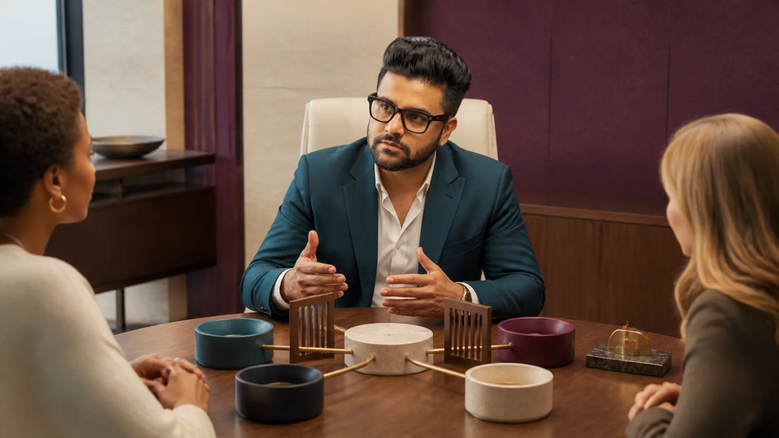 Sahil Khanna facilitating a case discussion in a case-method seminar room for Professional Networking