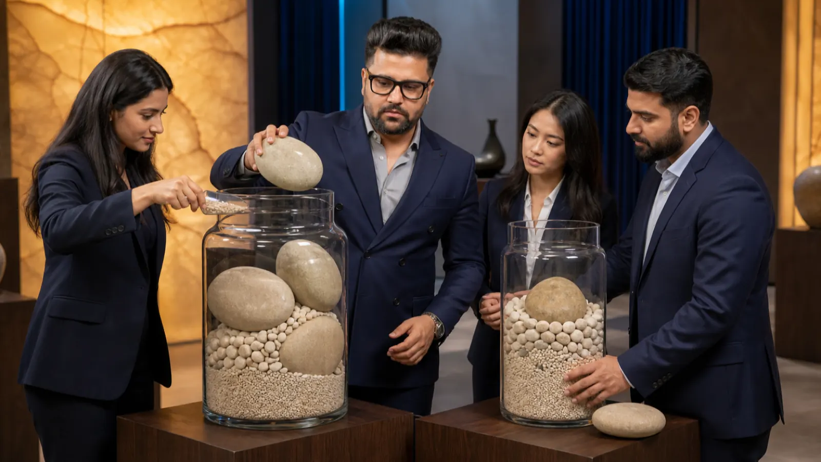 Sahil Khanna facilitating a case discussion in a customer insight studio for Pickle Jar Theory