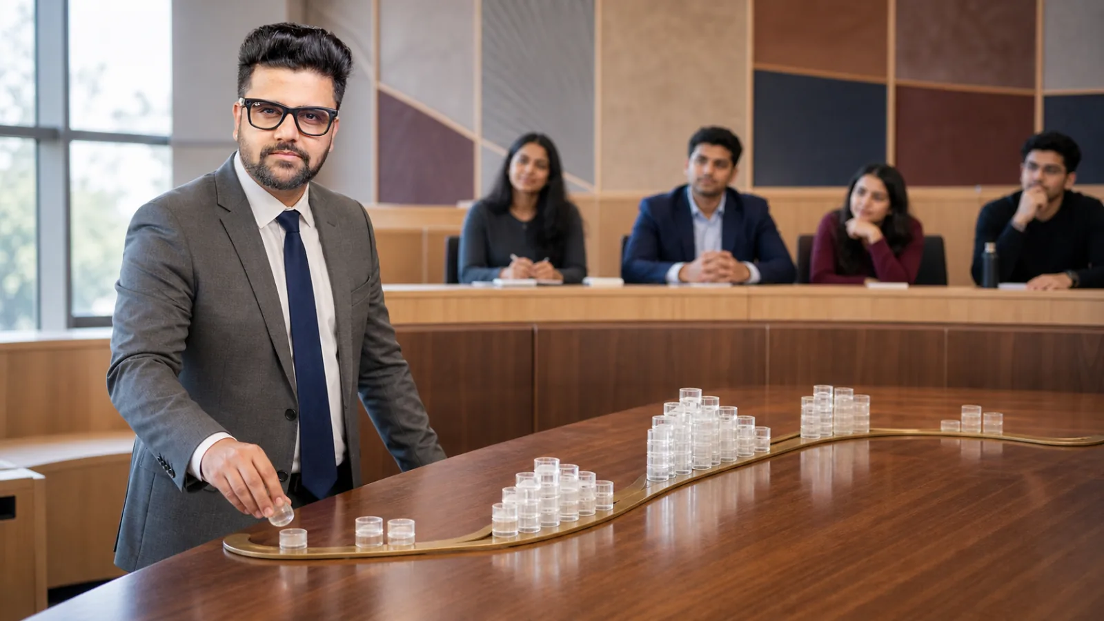 Sahil Khanna facilitating a case discussion in a customer insight studio for The product diffusion curve