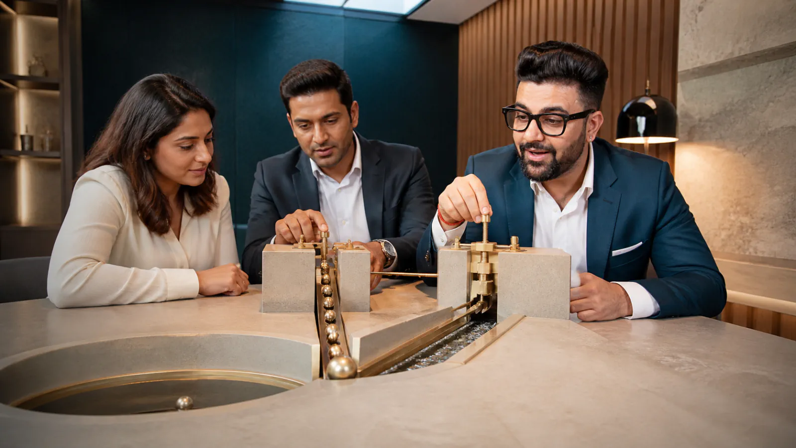 Sahil Khanna facilitating a case discussion in a project war room for The Flow Model