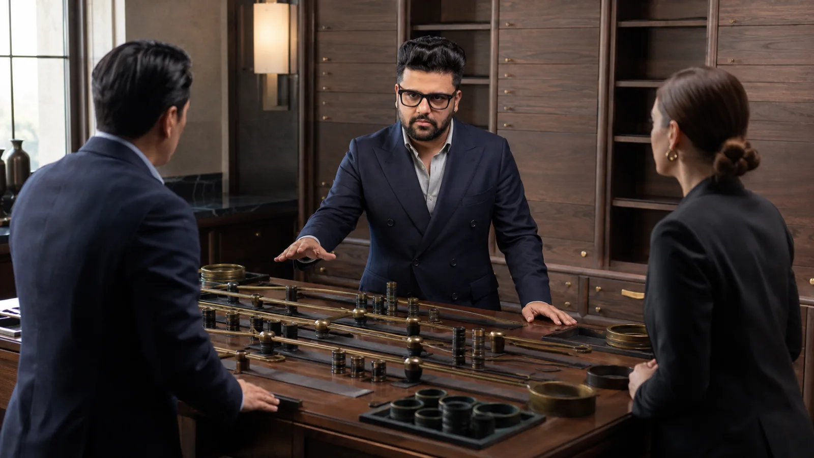 Sahil Khanna facilitating a case discussion in a strategy archive for Working in a Matrix Organization