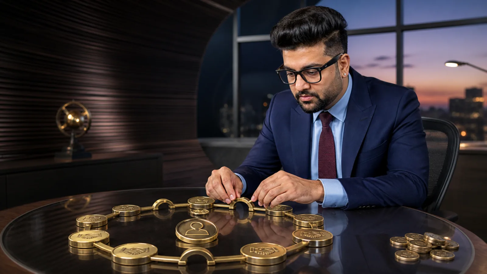Sahil Khanna mapping choices with brass markers in a behavioral research lab for Building customer loyalty