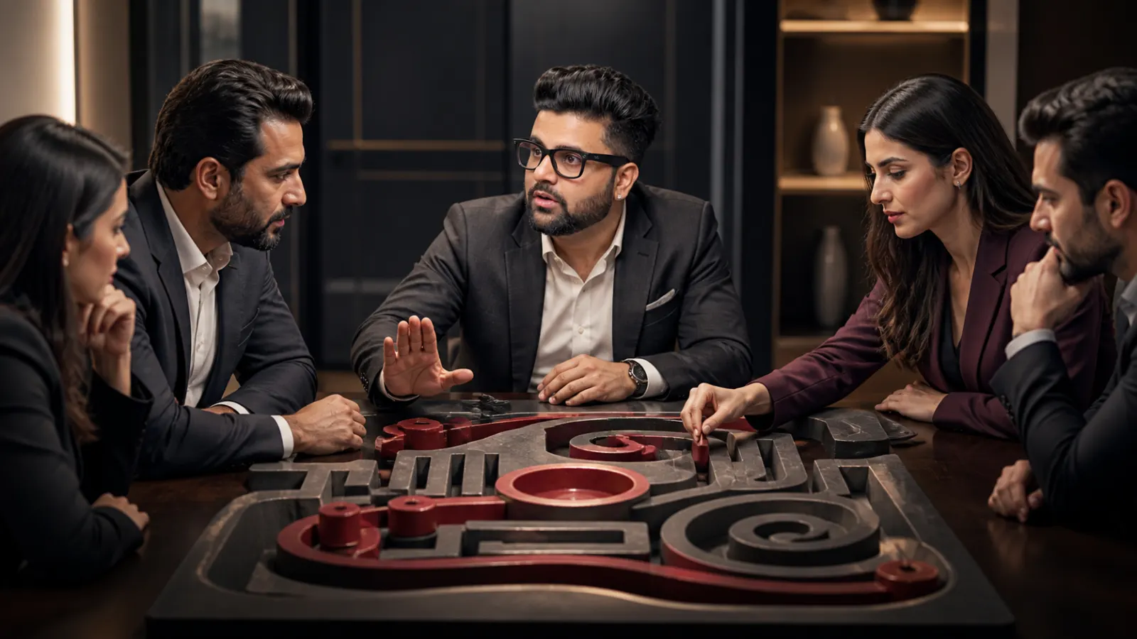 Sahil Khanna mapping choices with brass markers in a project war room for Breaking Bad Habits