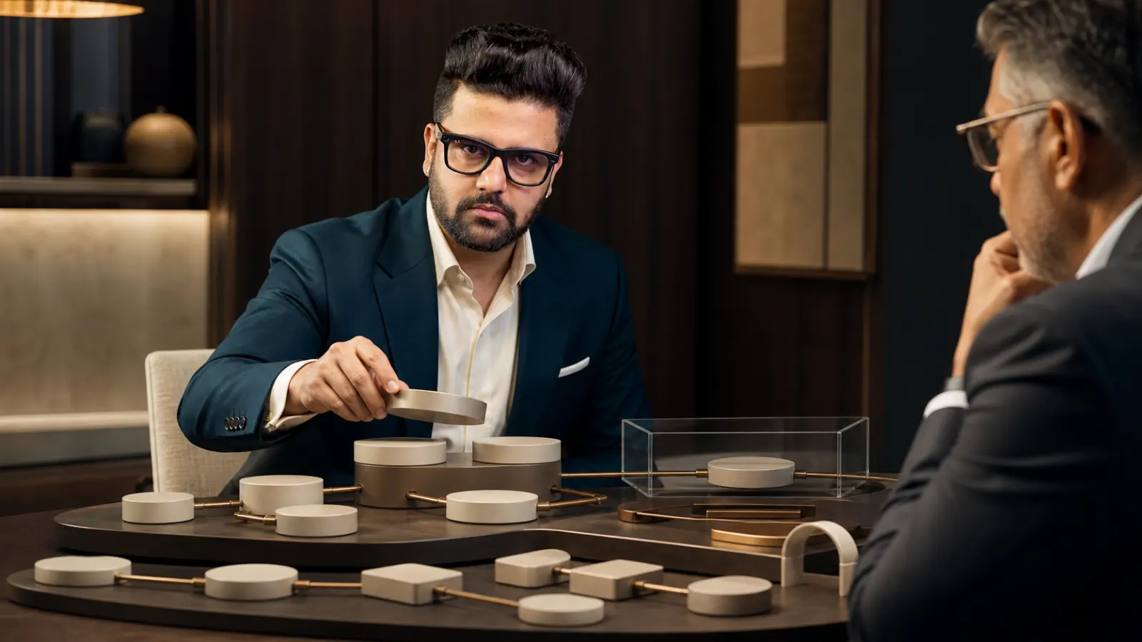 Sahil Khanna mapping choices with brass markers in a strategy archive for How to Ask for a Pay Raise