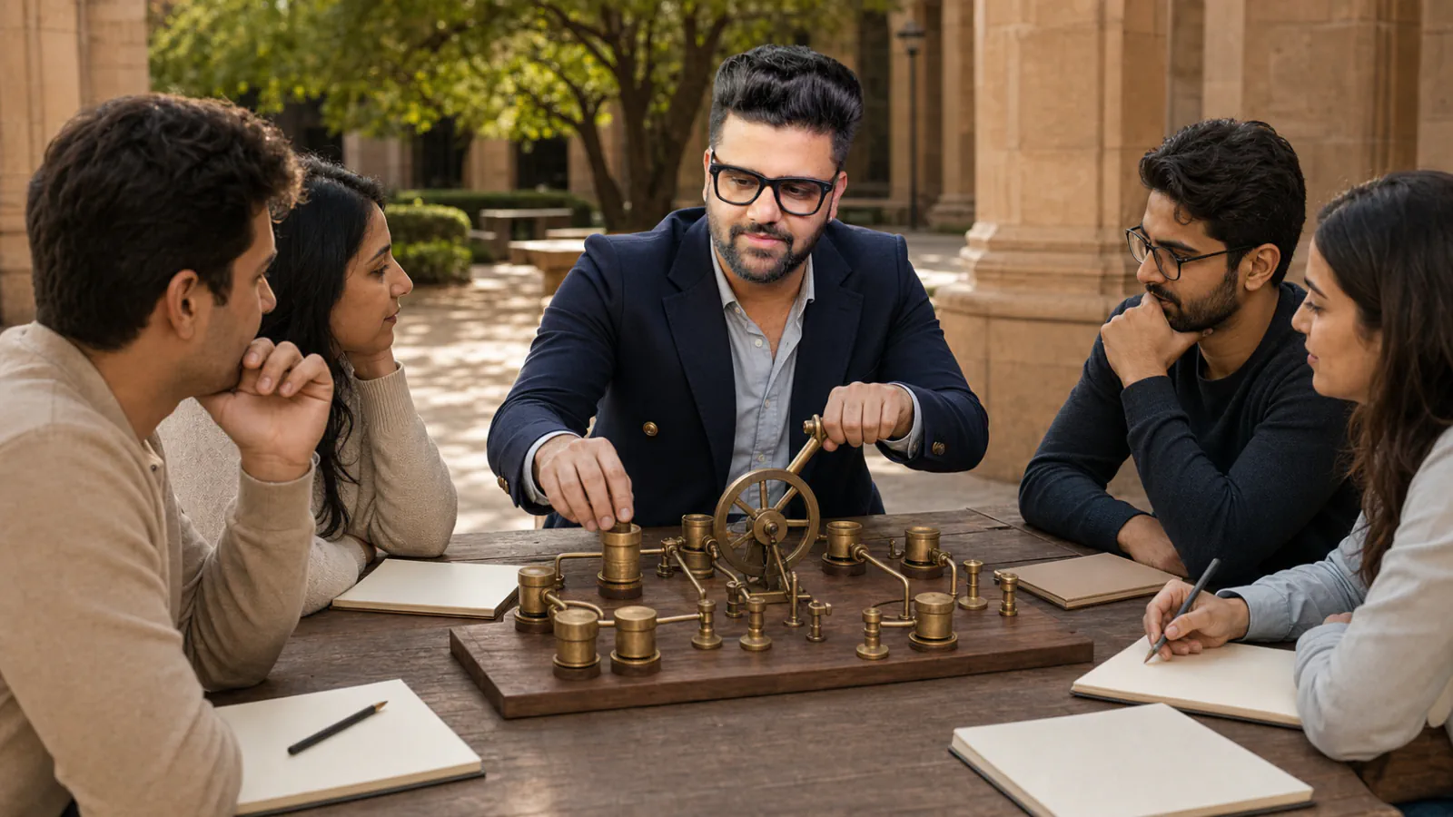 Sahil Khanna mapping choices with brass markers in a strategy archive for Zero dollar marketing