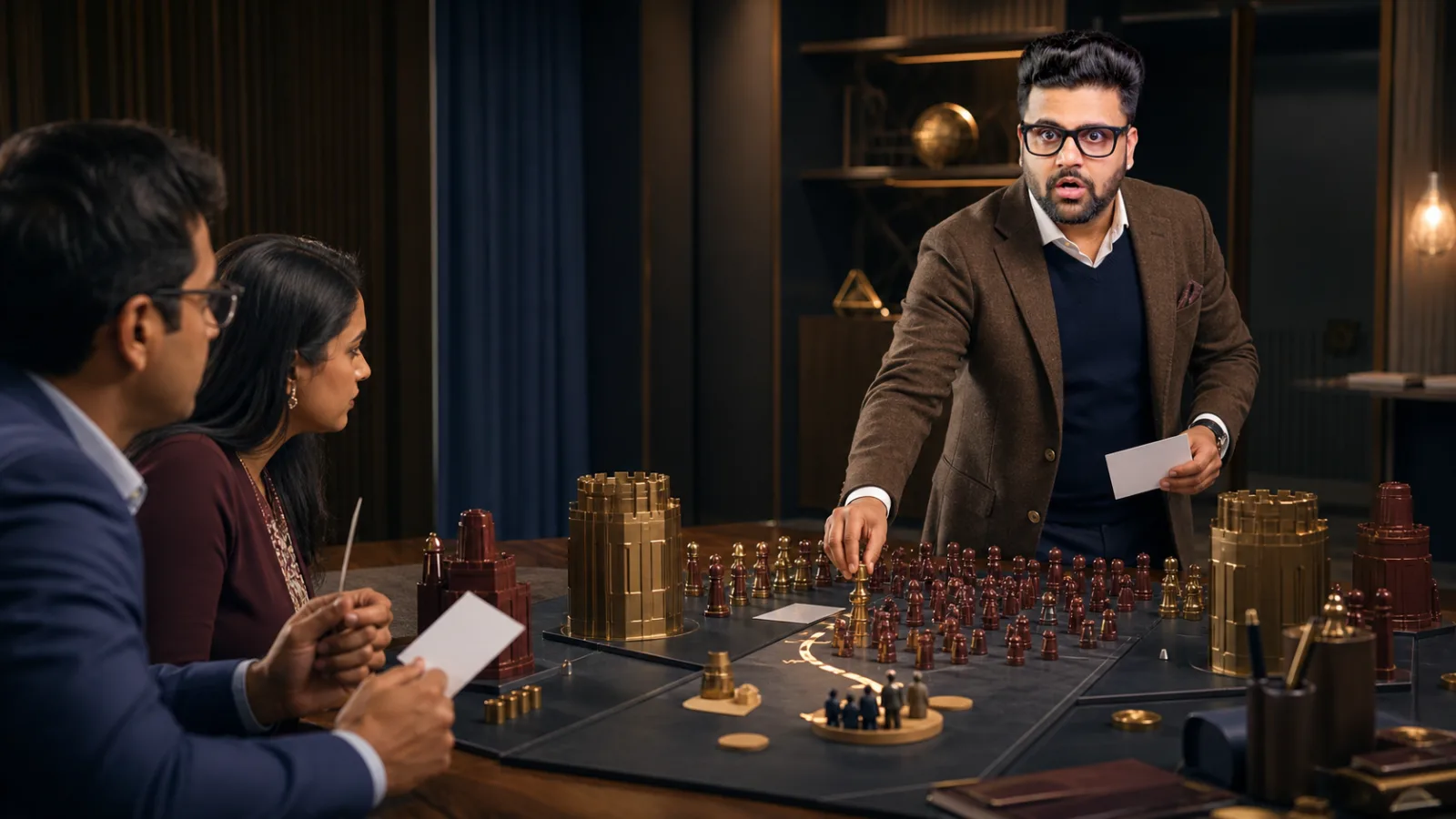 Sahil Khanna organizing research into visual clusters in a leadership coaching studio for Flanking Marketing