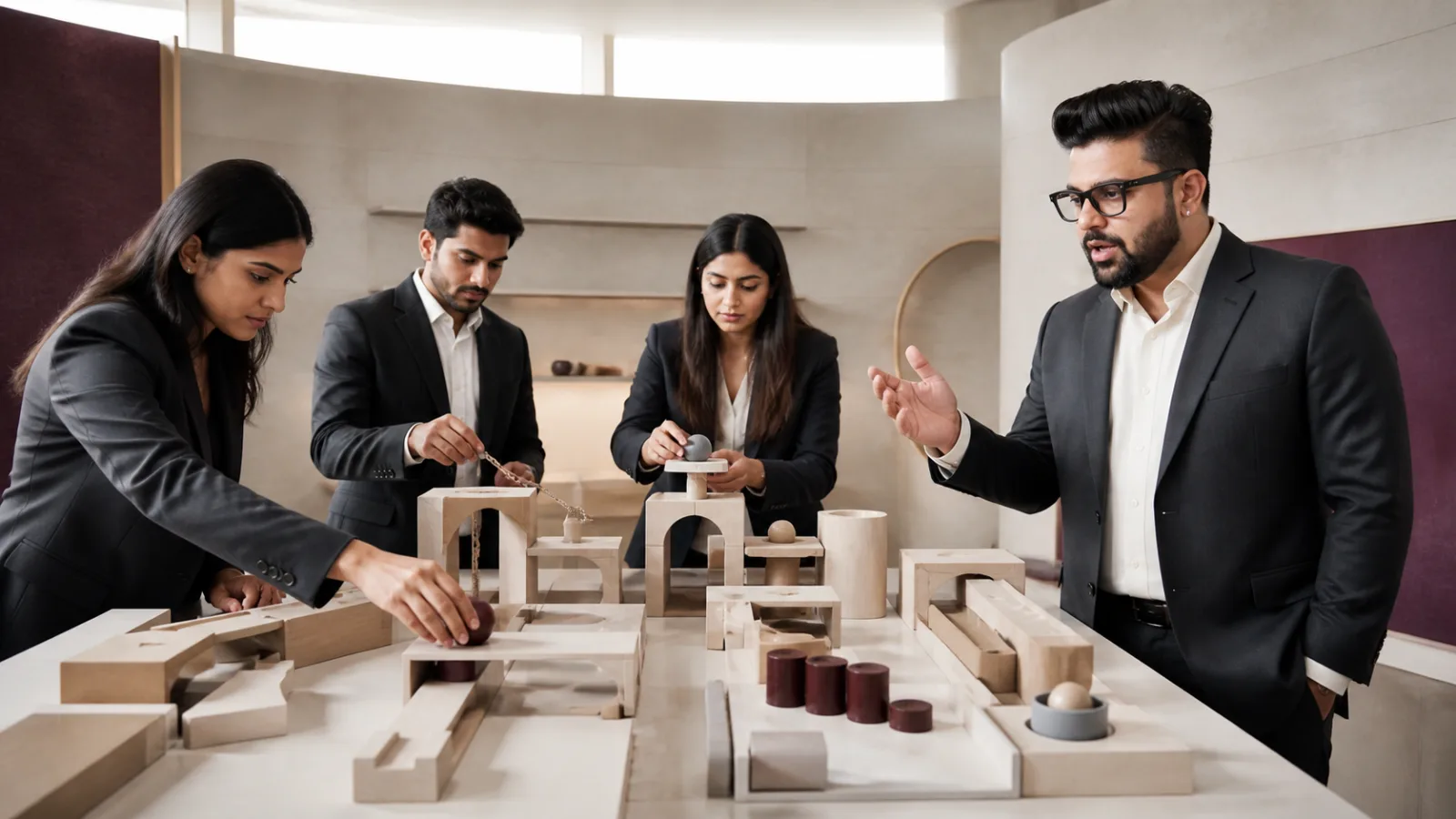 Sahil Khanna organizing research into visual clusters in a leadership coaching studio for How Good Are Your Project Management Skills?