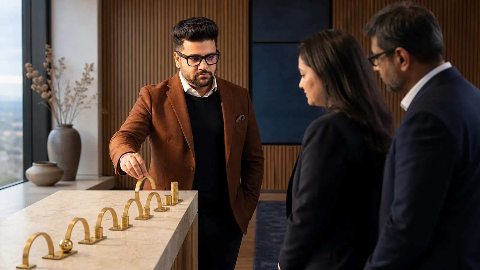 Sahil Khanna organizing research into visual clusters in a leadership coaching studio for Lifetime value of customers