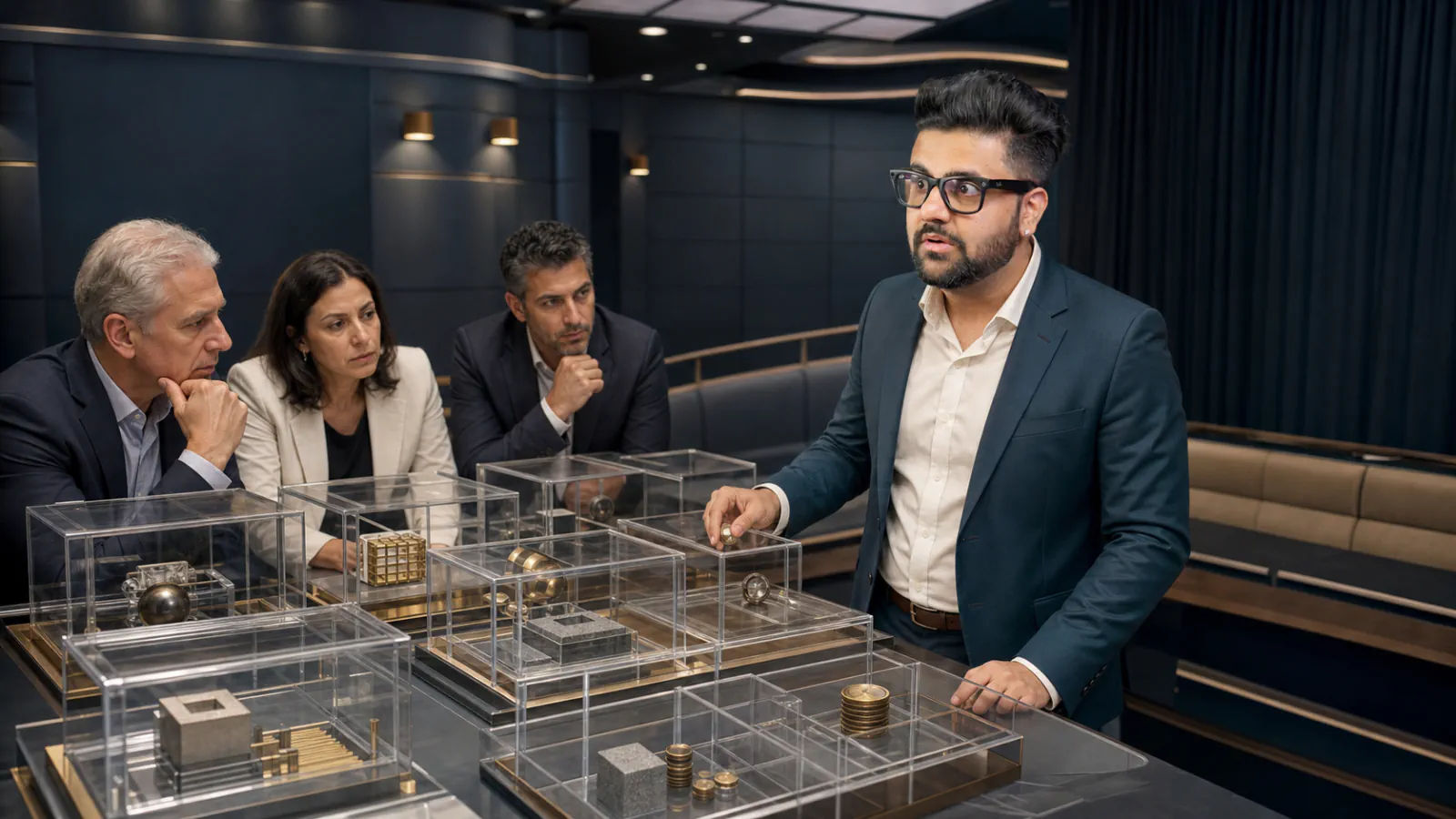 Sahil Khanna organizing research into visual clusters in a operations simulation room for How Good Is Your Decision Making?