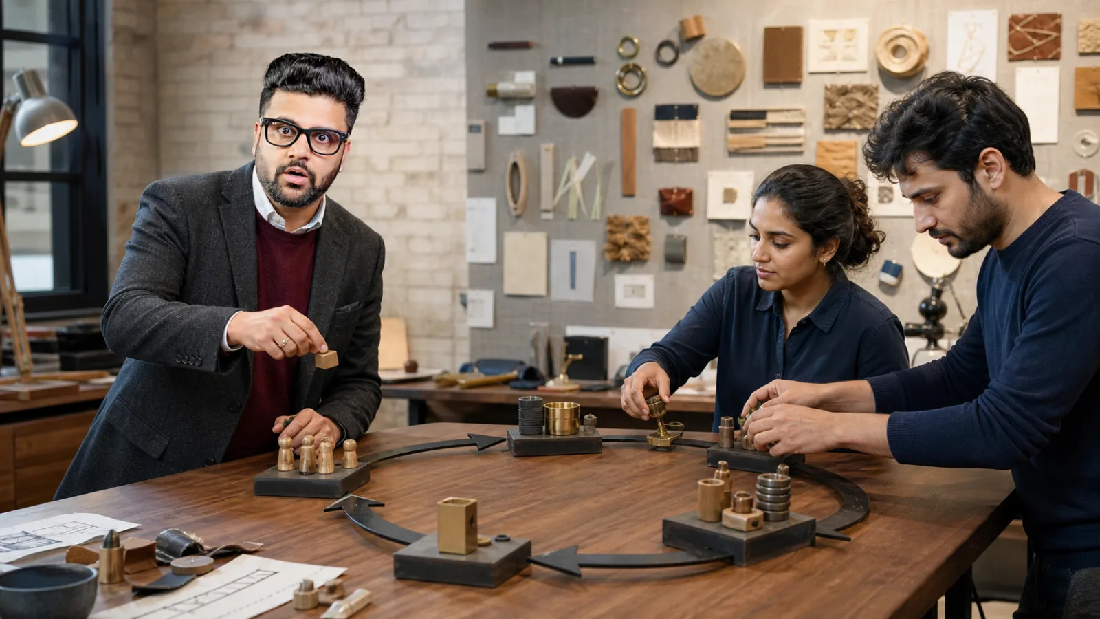 Sahil Khanna reviewing an evidence wall in a behavioral research lab for Bootstrapping in business