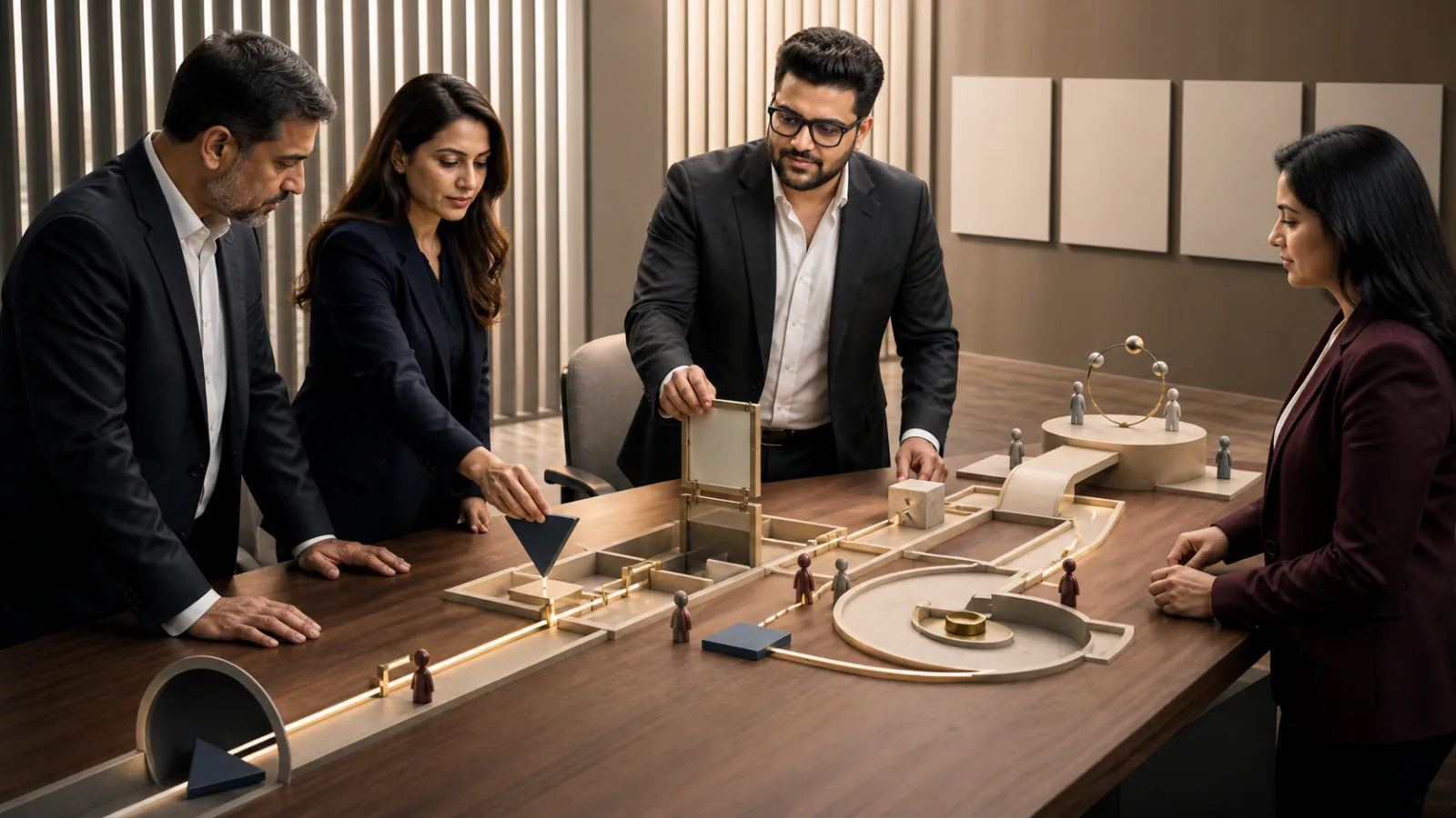 Sahil Khanna reviewing an evidence wall in a executive decision lab for Post Click Marketing