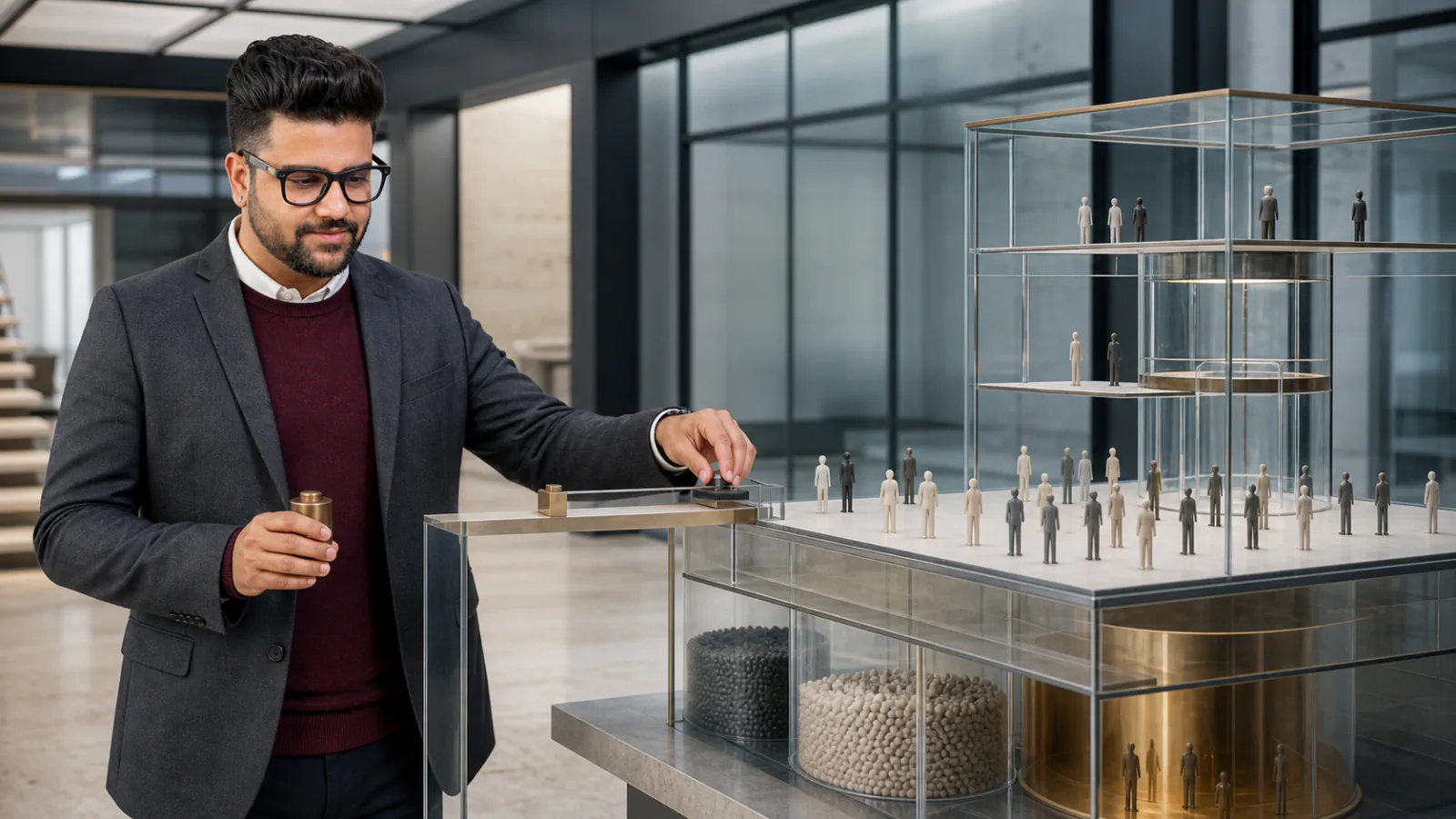 Sahil Khanna reviewing an evidence wall in a leadership coaching studio for Acquisition strategy - freemium model