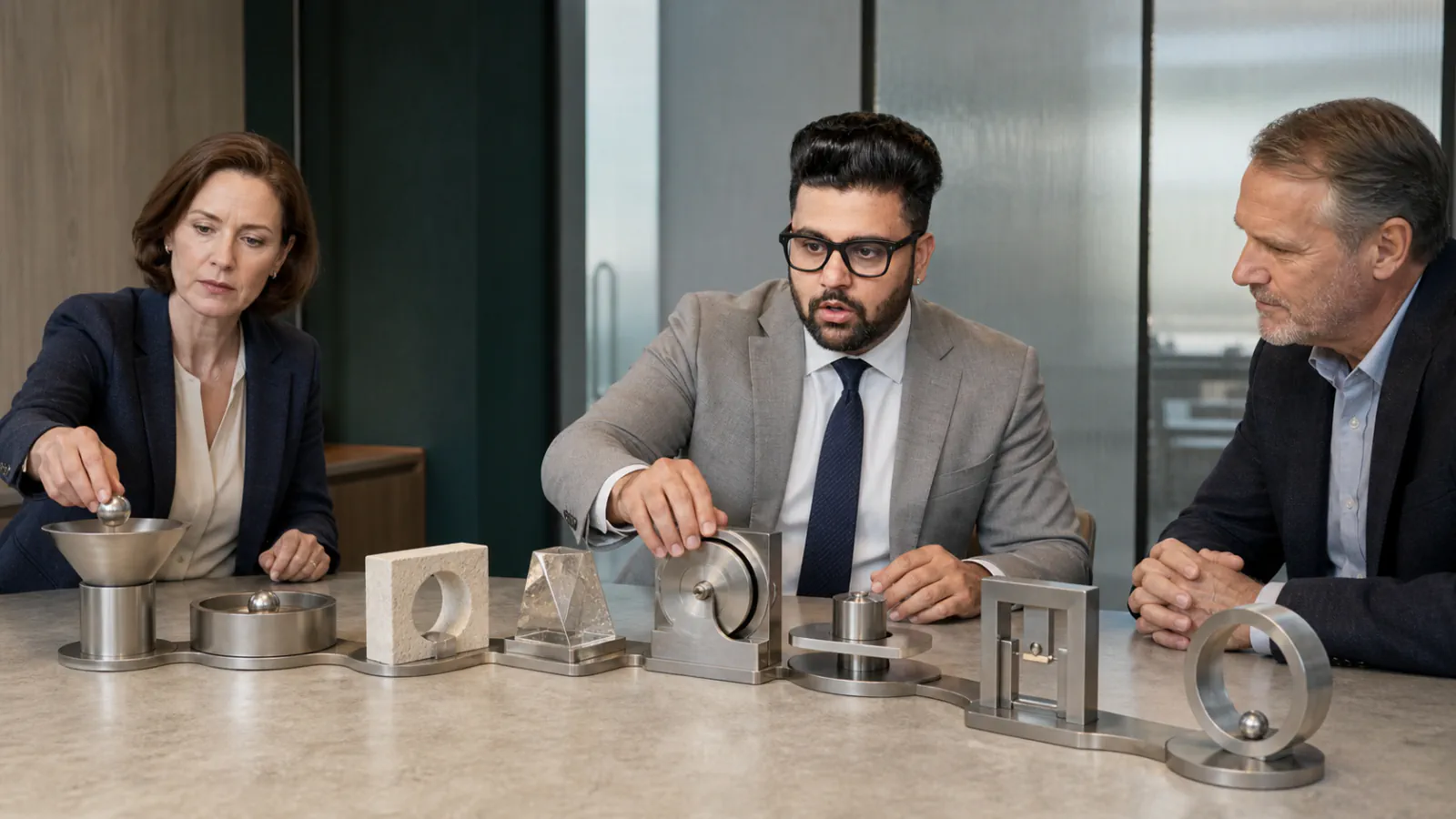 Sahil Khanna reviewing an evidence wall in a project war room for 8 Ways to Improve Self-Regulation