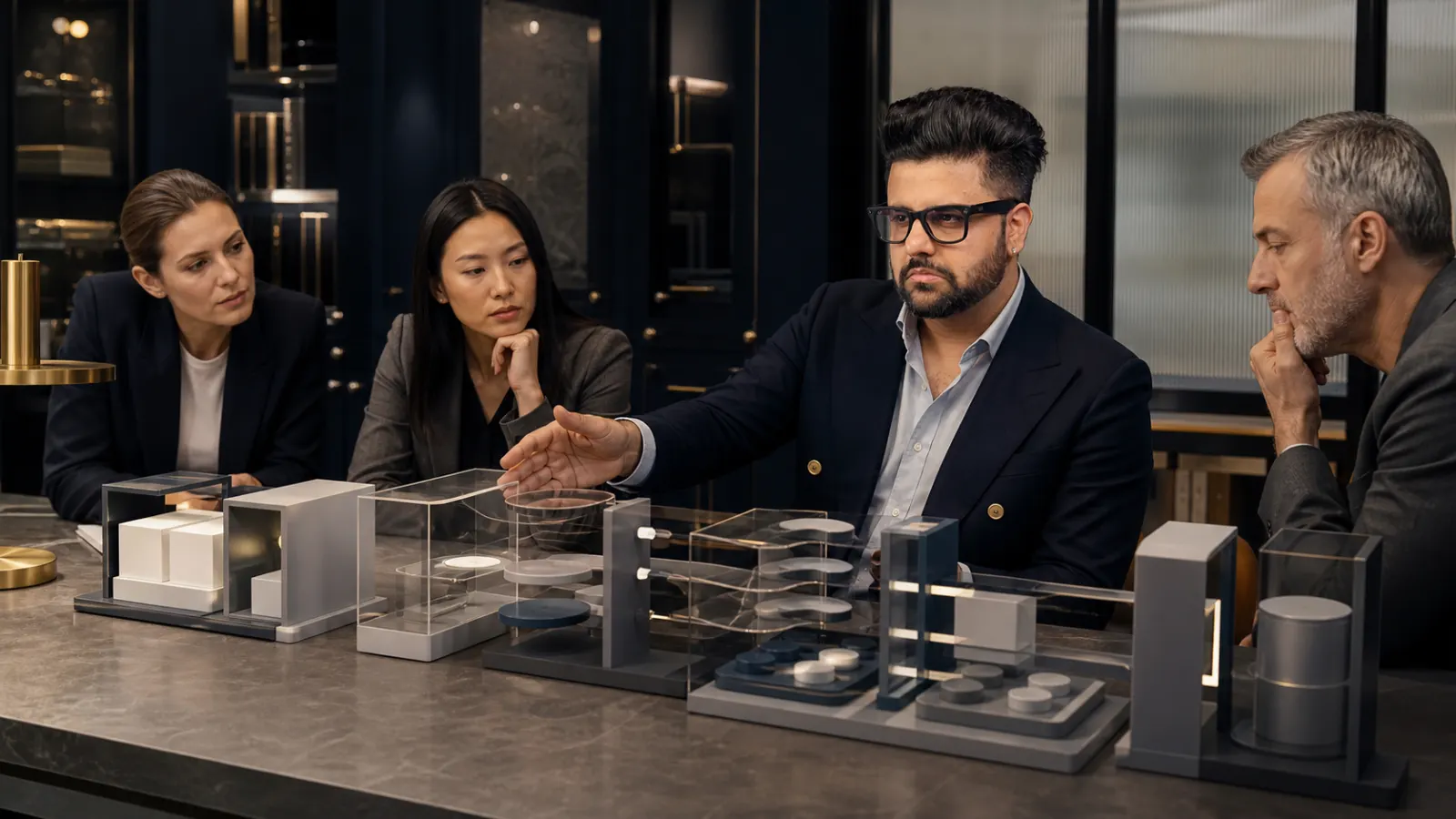 Sahil Khanna reviewing an evidence wall in a strategy archive for Neuromarketing