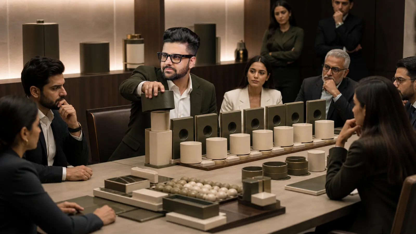 Sahil Khanna testing a physical operating model in a behavioral research lab for Avoiding Psychological Bias in Decision Making