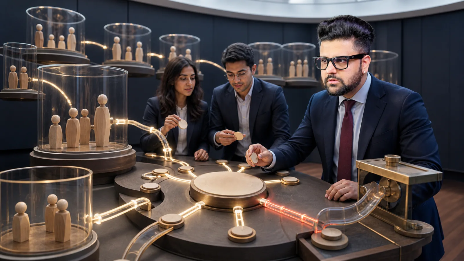 Sahil Khanna testing a physical operating model in a behavioral research lab for Evangelism Marketing